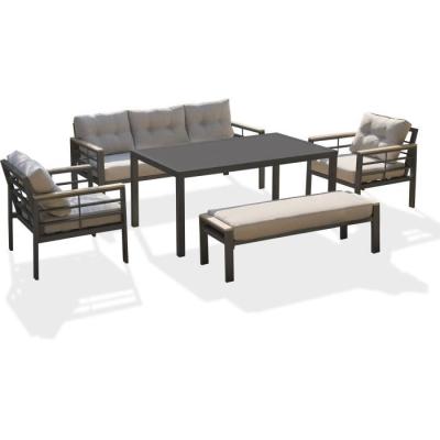 Ensemble de jardin moderne - Gris Anthracite - Aluminium - 6 places