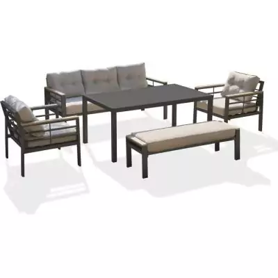 Ensemble de jardin moderne - Gris Anthracite - Aluminium - 6 places