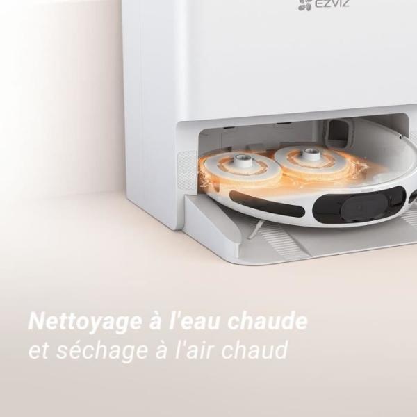 EZVIZ RS20 Pro - Robot Aspirateur avec Serpilliere - Brosse Latérale Surélevée - 7200 Pa - Nettoyage a l'eau Chaude 60°C