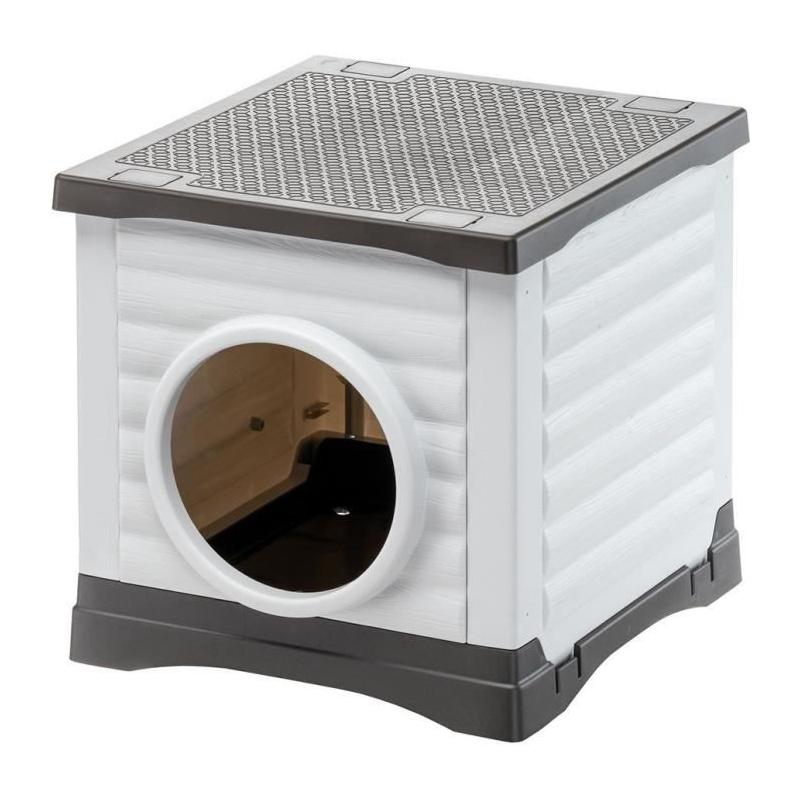 Abri pour petits animaux FERPLAST PETVILLA 50 - Blanc/Gris