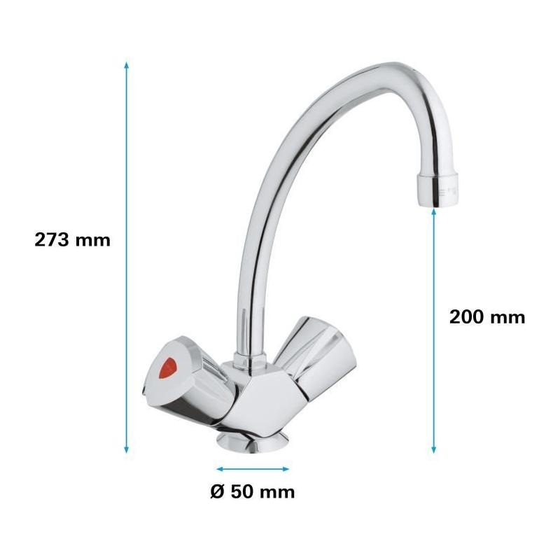 Mitigeur Evier GROHE Costa Trend - Bec haut - Chromé