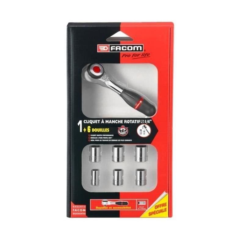Cliquet 3/8 J.360PACKPB FACOM - Manche Rotatif 360° + 7 douilles