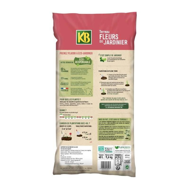 Terreau pour fleurs du jardinier UAB 40L - Terreau de qualité supérieure