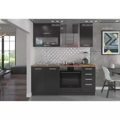 Ensemble cuisine complète avec meuble four - 6 éléments - Gris Matera