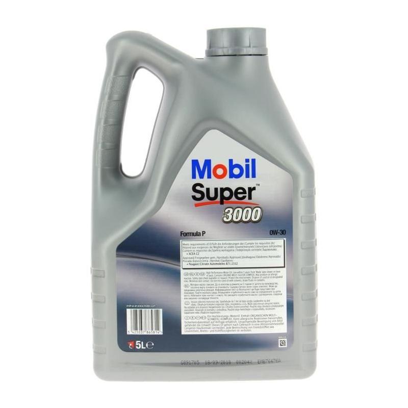 Huile-Additif MOBIL SUPER 3000 Formula-P - Synthetique 0W30 - 5L