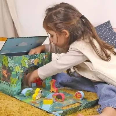 Jeu enfant Safari en bois - 10 pièces FSC - À partir de 18 mois Jeu enfant Safari en bois - 10 pièces FSC - À partir de 18 mois
