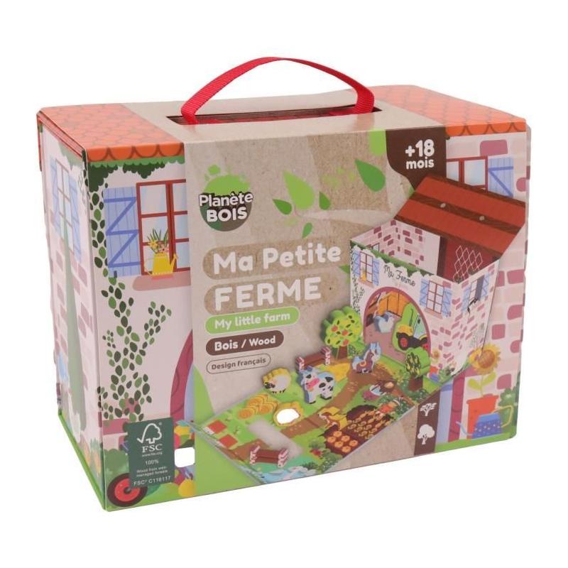 Jeu Enfant: Maison de Jeu Ferme en Bois - FSC - 12 Pièces