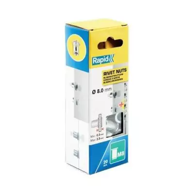 Ecrous à sertir pour vis Ø8mm - RAPID - M8 - Boite de 20 + foret