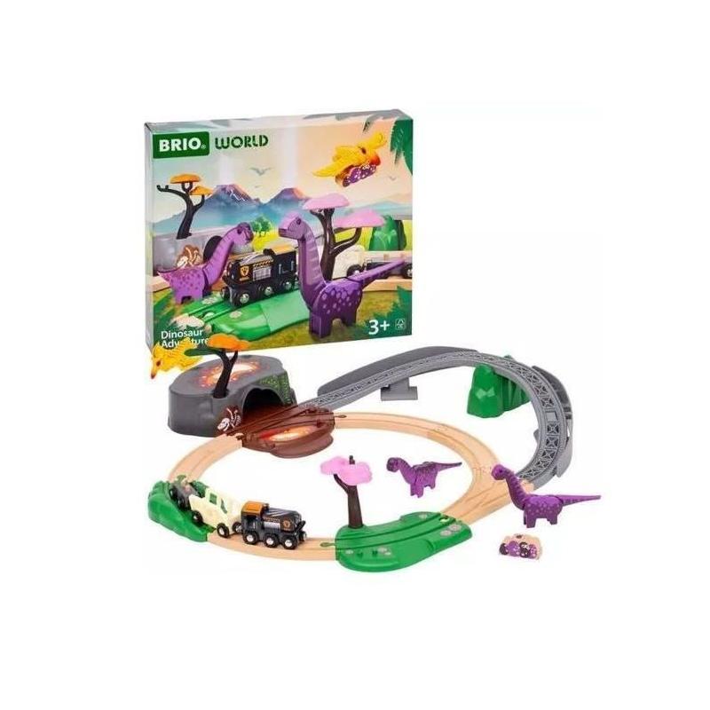 BRIO Circuit Aventure Dinosaure 21 pièces - Jeu sans Pile - Dinosaures Inclus