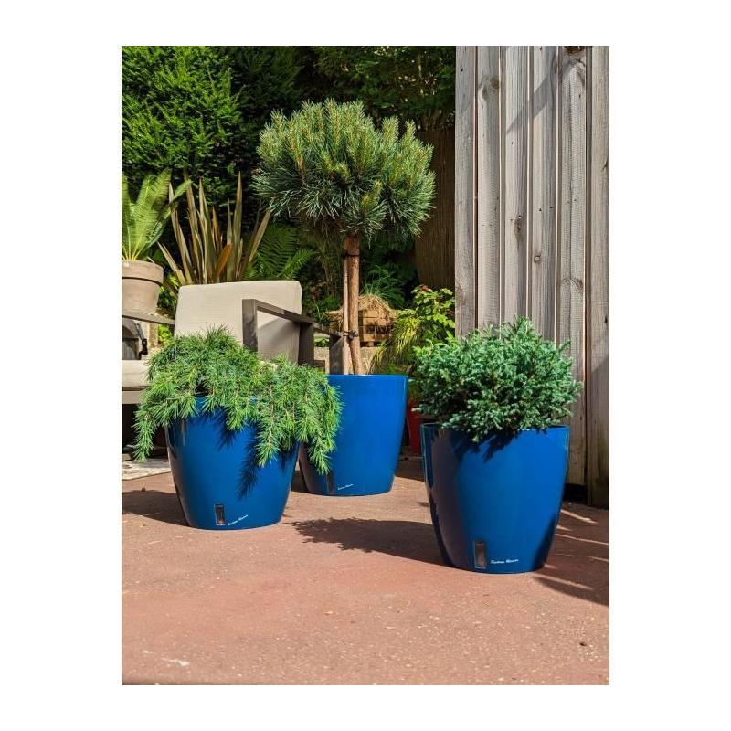 Bac à fleurs rond Riviera Eva New - Diamètre 46 cm - Bleu