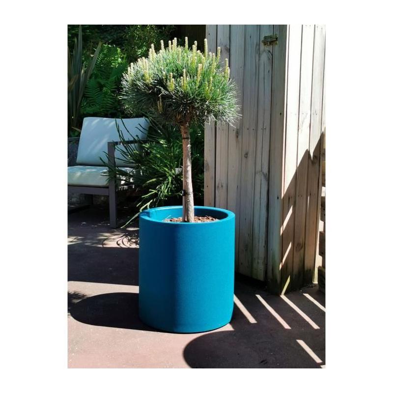 Bac à fleurs rond RIVIERA GRANIT 50 cm Bleu - Idéal pour le jardin