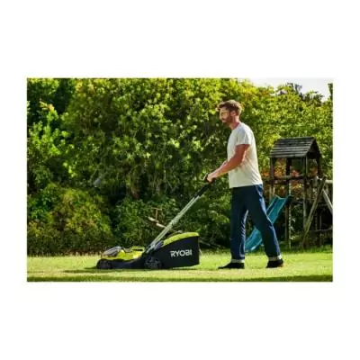 Tondeuse HYBRIDE 36V RYOBI - Coupe 37 cm + 2 batteries 5 Ah & charg.