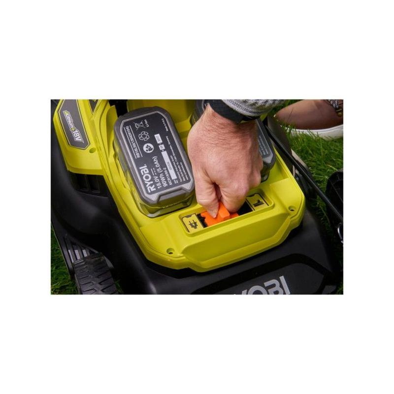 Tondeuse HYBRIDE 36V RYOBI - Coupe 37 cm + 2 batteries 5 Ah & charg.