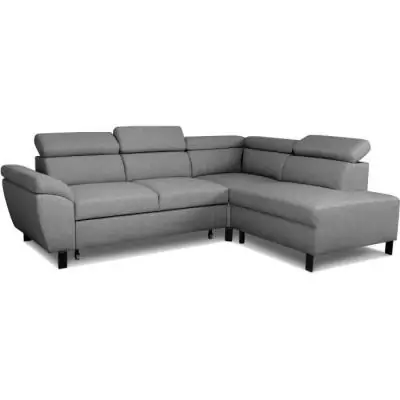 Canapé d'angle convertible STAN - Tissu Anthracite - Réversible