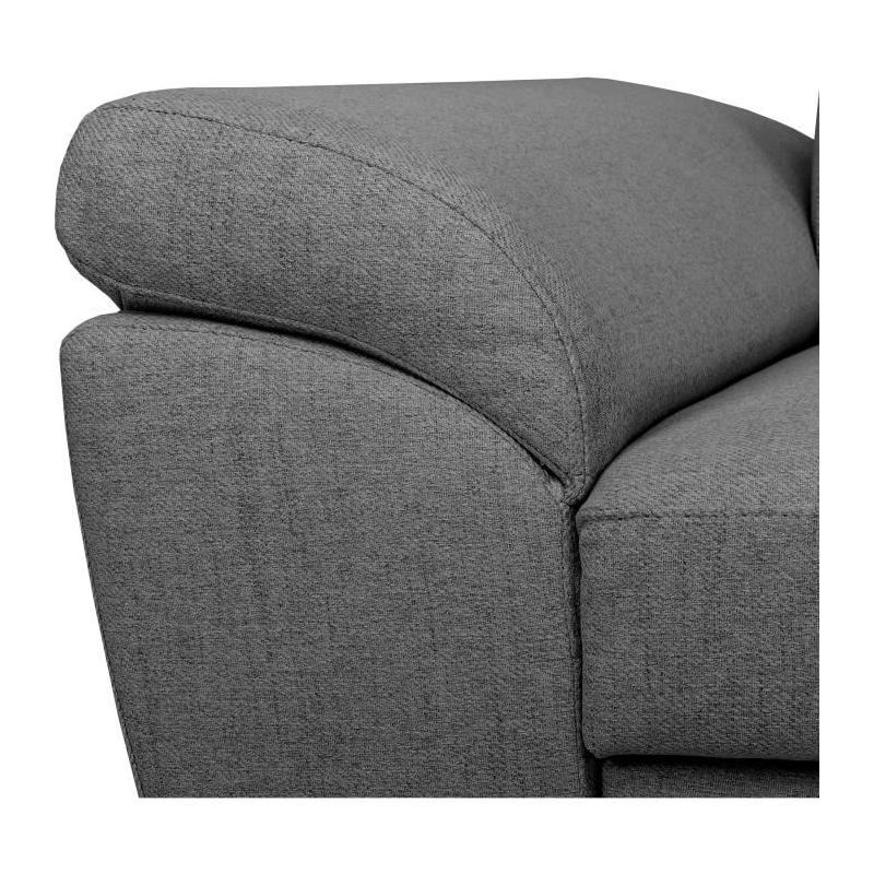 Canapé d'angle convertible STAN - Tissu Anthracite - Réversible