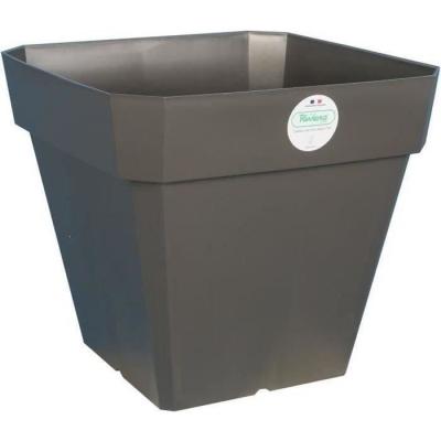 Pot de fleurs carré Soleilla en plastique - 65 L - Gris pailleté