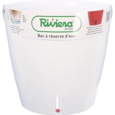 Pot de fleur rond Eva New en plastique - RIVIERA - Ø 31 cm - Blanc