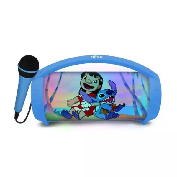 LEXIBOOK - Enceinte Bluetooth sans fil lumineuse avec micro - Batterie rechargeable - Disney Stitch