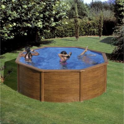 Kit Piscine Hors Sol Acier Ronde Imitation Bois Ø370xH122 cm