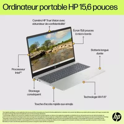 PC Portable HP 15-fd0129nf - Windows 11 - 15,6 FHD - Core i7-1355U - RAM 16Go - Stockage 512Go SSD - AZERTY