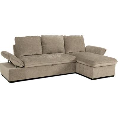 Canapé d'angle convertible réversible - 4 places - Beige - Coffre - 297x148x85 cm