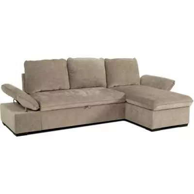 Canapé d'angle convertible réversible - 4 places - Beige - Coffre - 297x148x85 cm