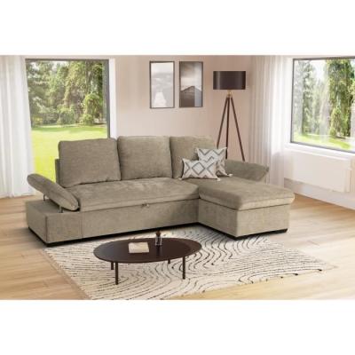Canapé d'angle convertible réversible - 4 places - Beige - Coffre - 297x148x85 cm