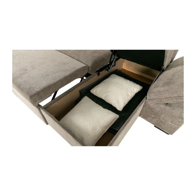 Canapé d'angle convertible réversible - 4 places - Beige - Coffre - 297x148x85 cm