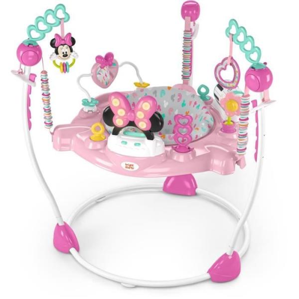 DISNEY BABY Aire d'éveil bébé multi-jouets, siege sauteur a rebonds évolutif, pivotant a 360° - Minnie - 10 jeux interactiv