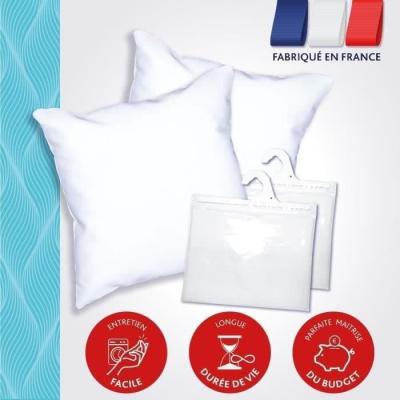 Ensemble DODO Pack 2 oreillers + 2 protège-oreillers tendance 60x60cm