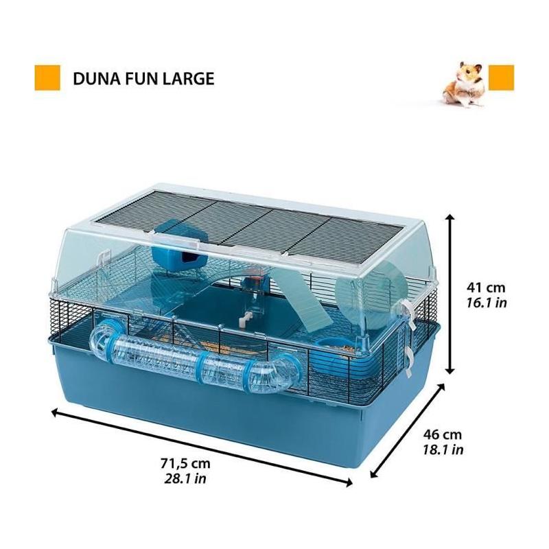 Cage FERPLAST DUNA FUN LARGE - Bleu - 3 étages - Spacieuse et ludique