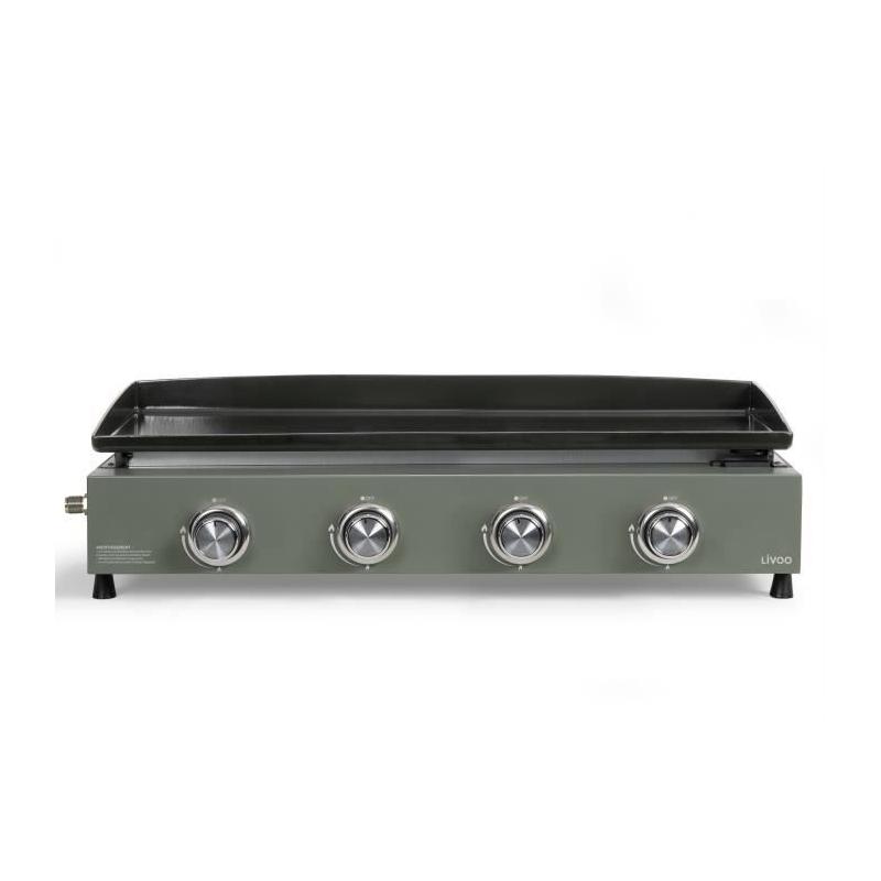 Plancha gaz LIVOO DOC325 - 4 brûleurs - Vert / Noir, idéale pour les barbecues