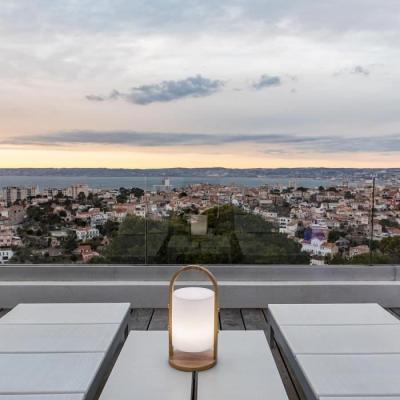 Lanterne LED Woody LUMISKY - Blanc - Design scandinave