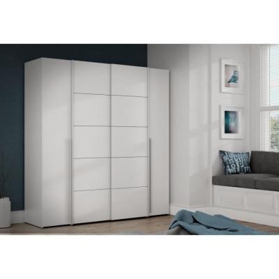 Armoire NARAGO Blanche - 2 portes coulissantes + 2 battantes - Eco-friendly Armoire NARAGO Blanche - 2 portes coulissantes + 2 battantes - Eco-friendly