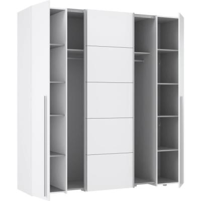 Armoire NARAGO Blanche - 2 portes coulissantes + 2 battantes - Eco-friendly Armoire NARAGO Blanche - 2 portes coulissantes + 2 battantes - Eco-friendly
