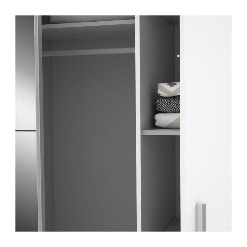 Armoire NARAGO Blanche - 2 portes coulissantes + 2 battantes - Eco-friendly