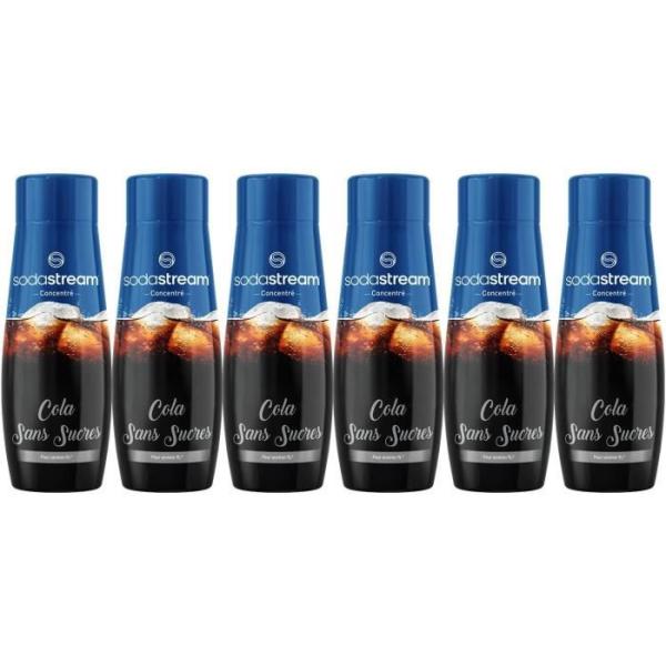 Concentrés SODASTREAM - Lot de 6 concentrés Cola sans sucres - Jusqu'a 54L de boissons - 440ml