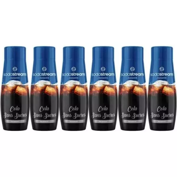 Concentrés SODASTREAM - Lot de 6 concentrés Cola sans sucres - Jusqu'a 54L de boissons - 440ml