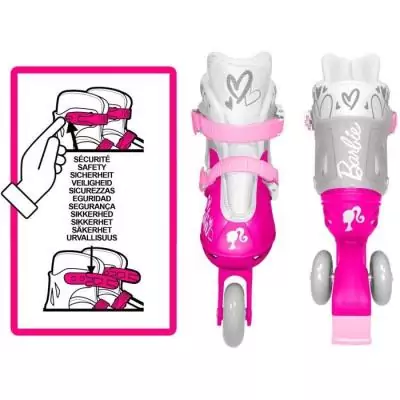 Patins en ligne 3 Roues Barbie - Longueur: 24cm, Largeur: 46cm, Hauteur: 11cm