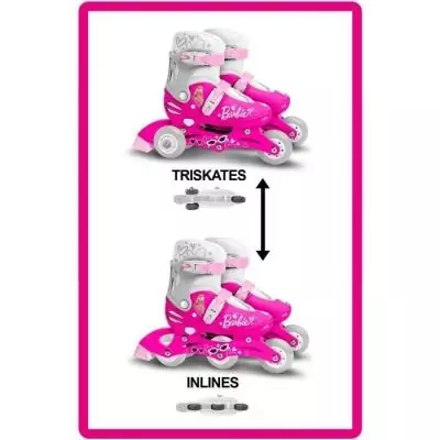 Patins en ligne 3 Roues Barbie - Longueur: 24cm, Largeur: 46cm, Hauteur: 11cm