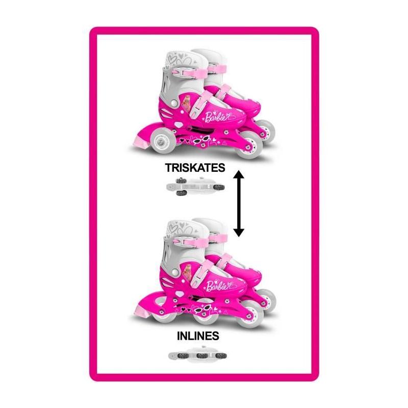 Patins en ligne 3 Roues Barbie - Longueur: 24cm, Largeur: 46cm, Hauteur: 11cm