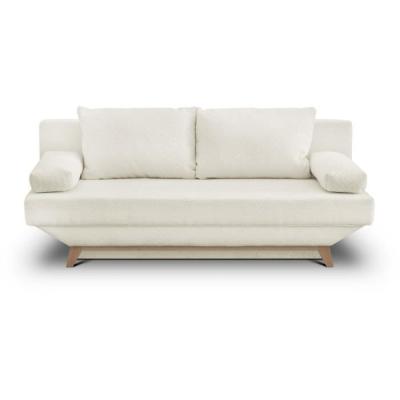 Banquette convertible 3 places TEIJO - Tissu bouclette beige - Coffre de rangement