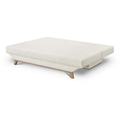 Banquette convertible 3 places TEIJO - Tissu bouclette beige - Coffre de rangement