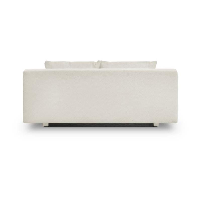 Banquette convertible 3 places TEIJO - Tissu bouclette beige - Coffre de rangement