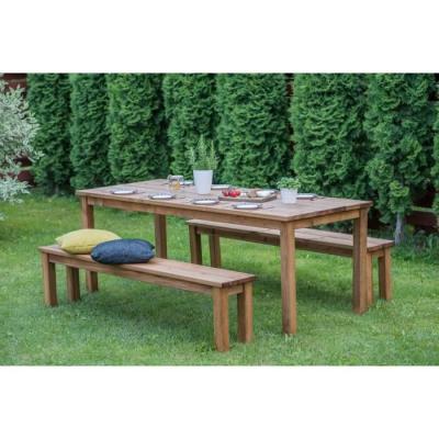 Ensemble de jardin: Table avec 2 bancs en bois FSC - L200xl78xH74 cm