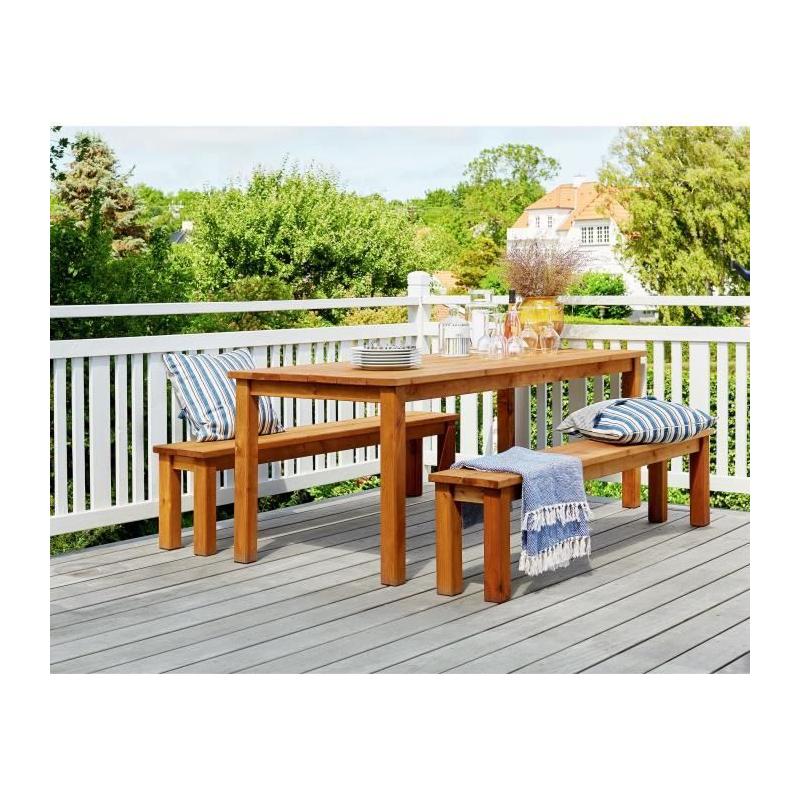Ensemble de jardin: Table avec 2 bancs en bois FSC - L200xl78xH74 cm