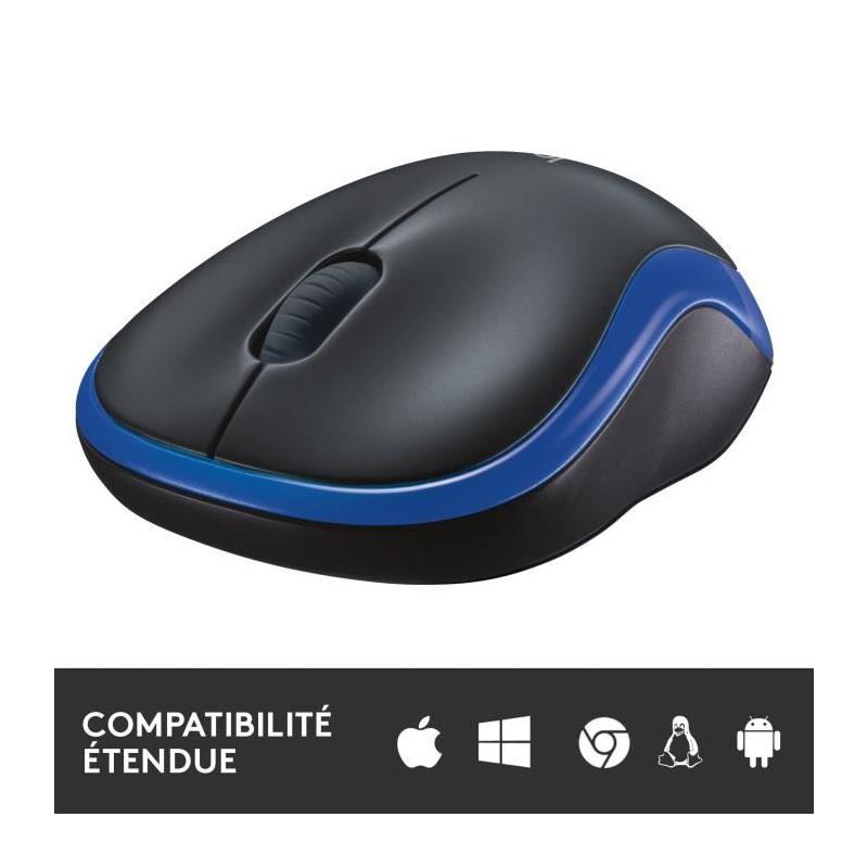 Souris sans fil Logitech M185 Bleu - Compacte et Pratique