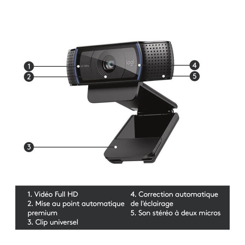 Webcam Full HD 1080p Logitech C920 - Dimensions compactes