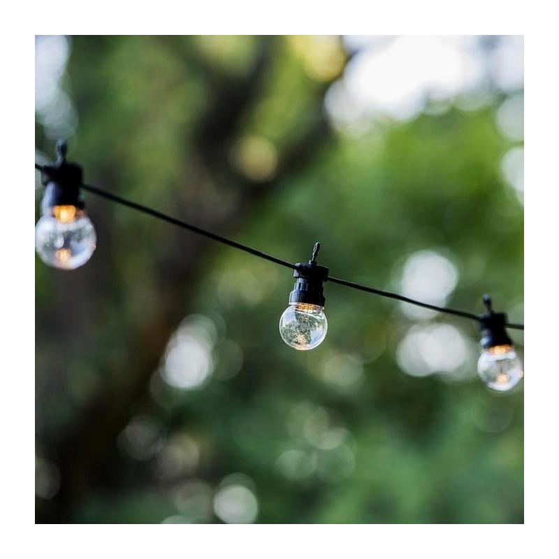 Guirlande solaire transparente - 10 globes - LED blanc chaud