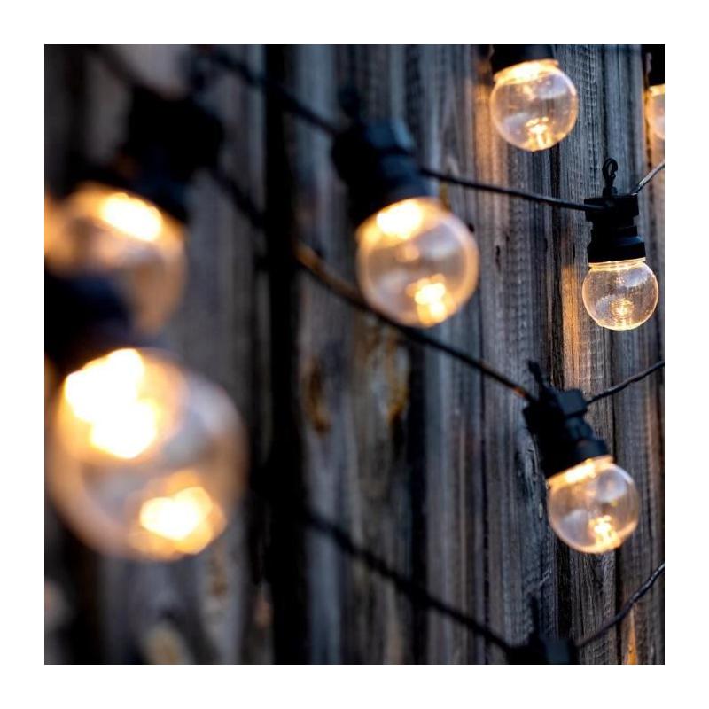 Guirlande solaire transparente - 10 globes - LED blanc chaud